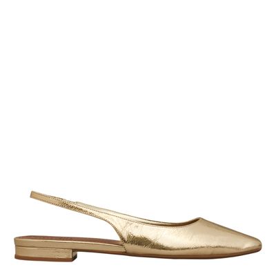 Sapatilha Slingback Couro Metalizado Dourado