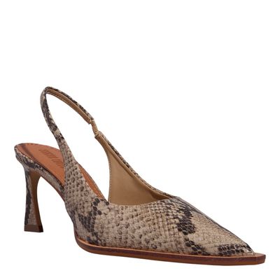 Scarpin Slingback Couro Salto Fino Animal Print Cobra