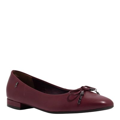Sapatilha Laço Couro Confort Vermelho Ruby