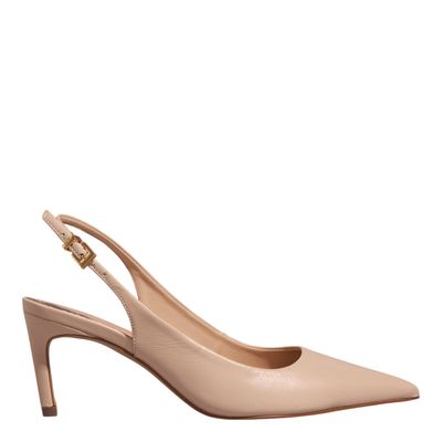 Scarpin Slingback Couro Confort Bege