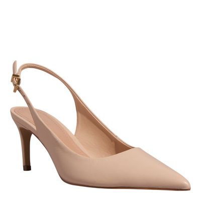 Scarpin Slingback Couro Confort Bege