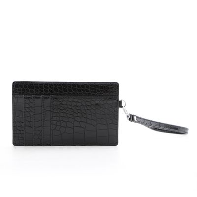 Porta Cartão Couro Croco Preto