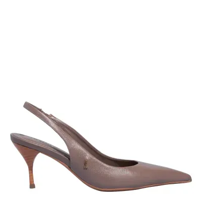 Scarpin Couro Confort Salto Fino Cinza Fog