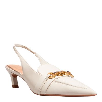 Scarpin Slingback Couro Off White Bridão