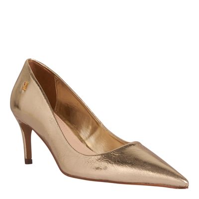 Scarpin Couro Metalizado Dourado