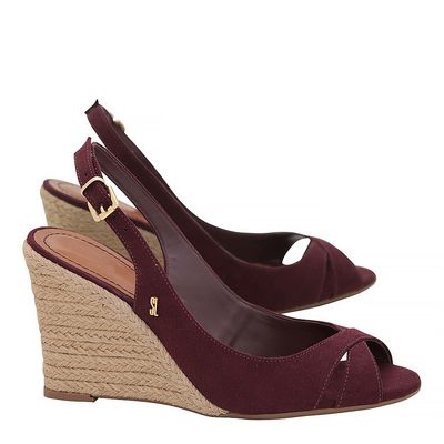 Peep Toe Suede Vinho