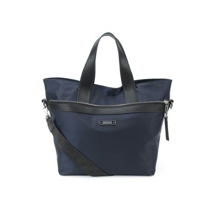 Bolsa Shopper Zíper Nylon Azul Marinho