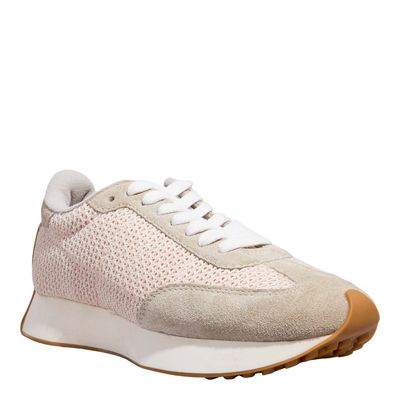 Tênis Jogging Couro Camurça Bege Linho