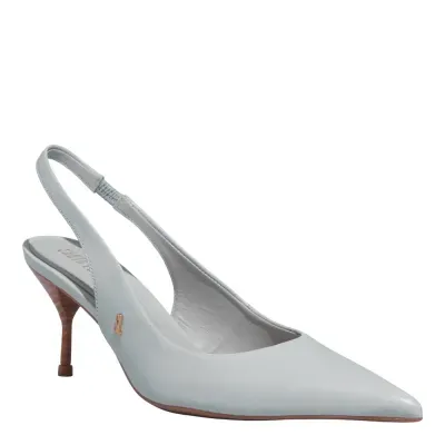 Scarpin Couro Confort Salto Fino Azul Acqua