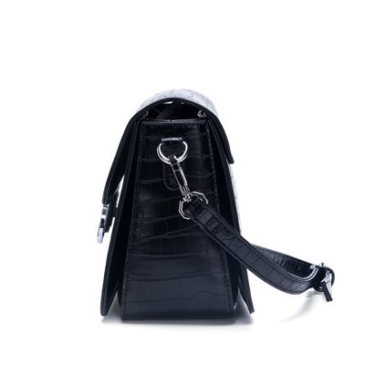 Bolsa Média Croco Alto Brilho Preta