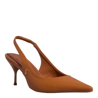 Scarpin Slingback Salto Agulha Caramelo