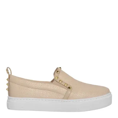 Tênis Slip On Bico Redondo Dourado
