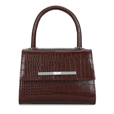 Bolsa Pequena Couro Croco Marrom