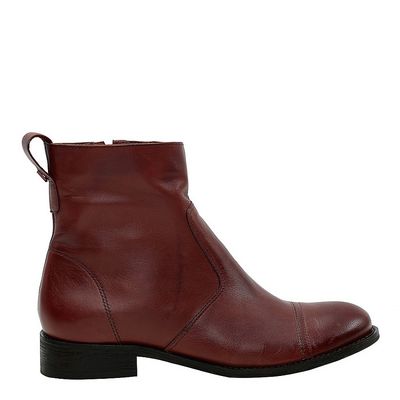 Bota Couro Salto Baixo Marrom