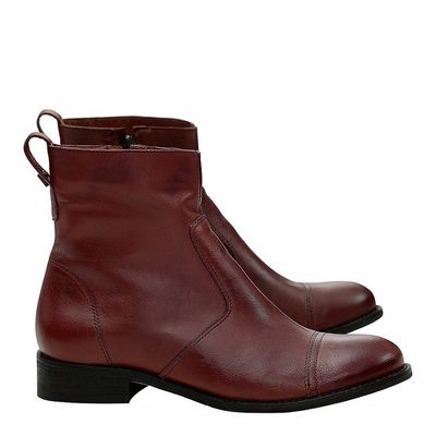 Bota Couro Salto Baixo Marrom