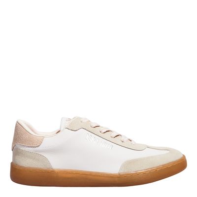 Tênis Couro Camurça Branco Recortes