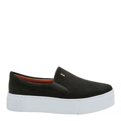 Tênis Slip On Suede Sola Alta Verde