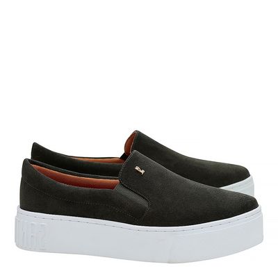 Tênis Slip On Suede Sola Alta Verde
