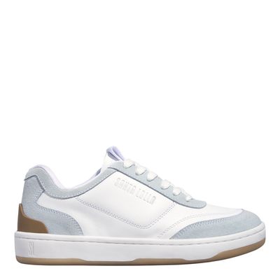 Tênis Couro Camurça Branco E Azul