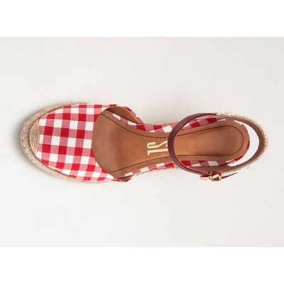 Espadrille Tecido Vichy Vermelho