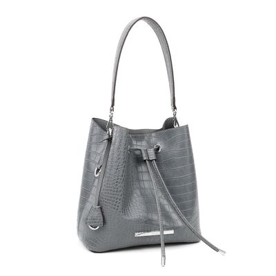 Bolsa Bucket Croco Cinza