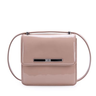 Bolsa Mini Quadrada Envernizada Bege