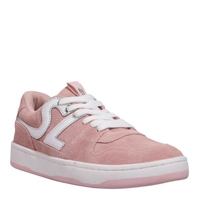 Tênis Couro Camurça Rosa E Prata