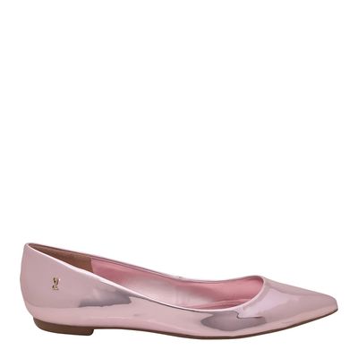 Sapatilha Metalizada Bico Fino Rosa