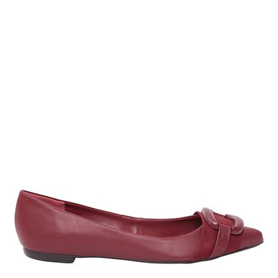 Sapatilha Couro Fivela Vermelho