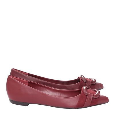 Sapatilha Couro Fivela Vermelho