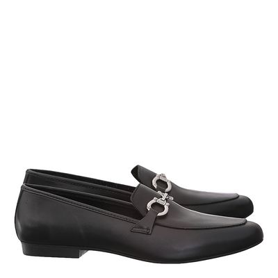 Mocassim Couro Fivela Preto