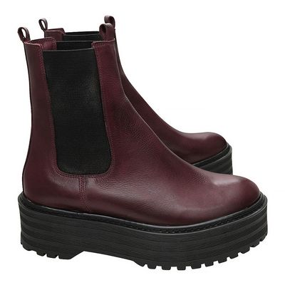 Bota Chelsea Vinho Couro