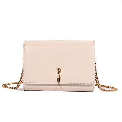 Bolsa Carteira Pequena Soft Marfim Alça Transversal Corrente