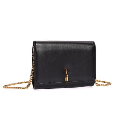 Bolsa Carteira Pequena Soft Preta Alça Transversal Corrente