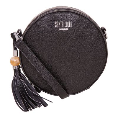Bolsa Redonda Texturizada Preta