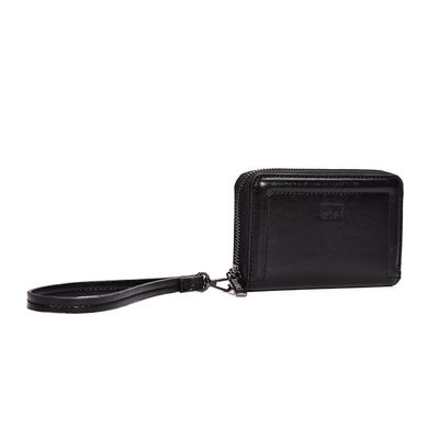 Carteira Material Rustico Preto Alça De Mão