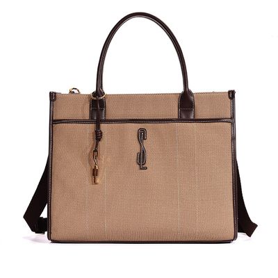 Bolsa Shopper Canvas Marrom Duas Alças