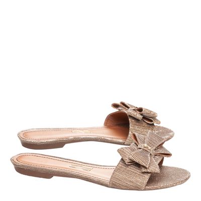 Rasteira Lumicolor Dourada Laço Brilho