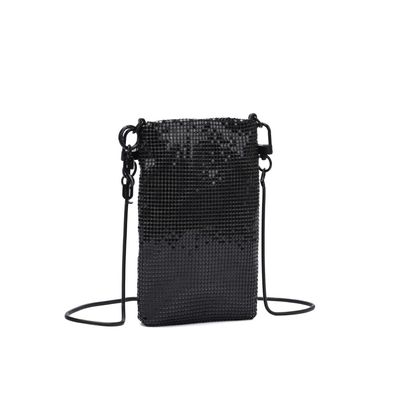 Bolsa Porta Celular Malha Metal Preto Alça Transversal