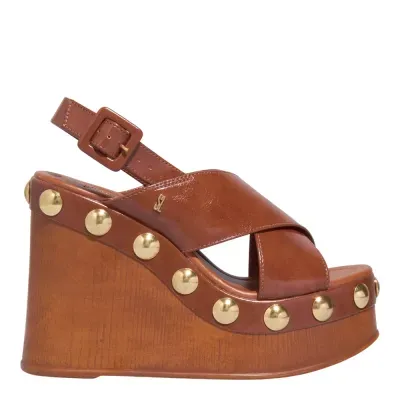 Espadrille Plataforma Napa Marrom Tachas