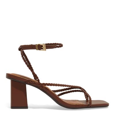 Sandália Napa Santorine Marrom Salto Grosso