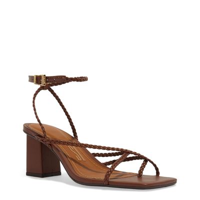 Sandália Napa Santorine Marrom Salto Grosso
