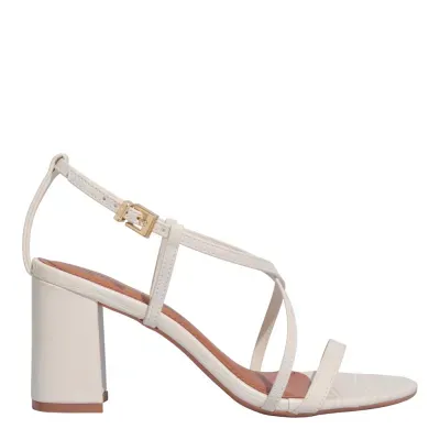 Sandália Napa Soft Off White Salto Grosso