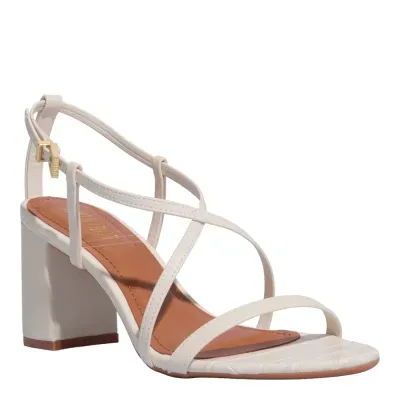 Sandália Napa Soft Off White Salto Grosso