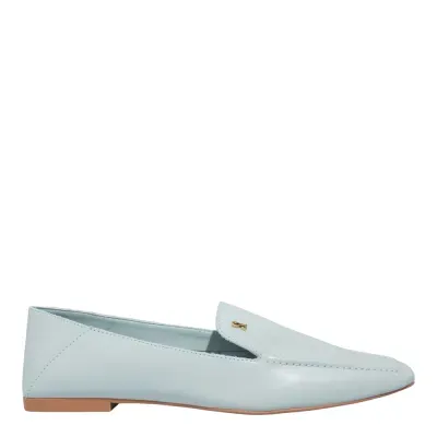 Mocassim Couro Nobre Soft Azul Bico Quadrado