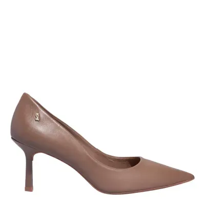 Scarpin Couro Pelica Soft Cinza Fog Bico Fino