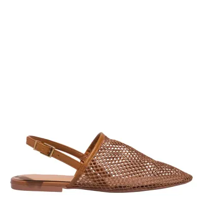 Sapatilha Slingback Tela Marrom
