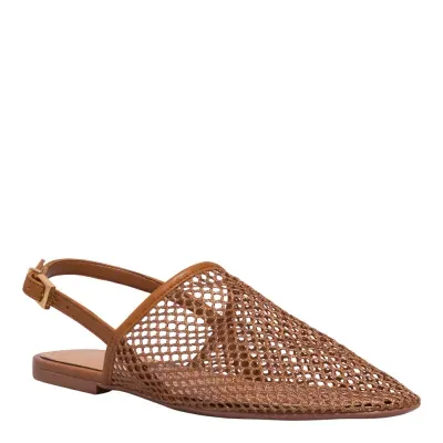 Sapatilha Slingback Tela Marrom