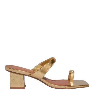 Mule Metalizado Reflexo Dourado Salto Grosso