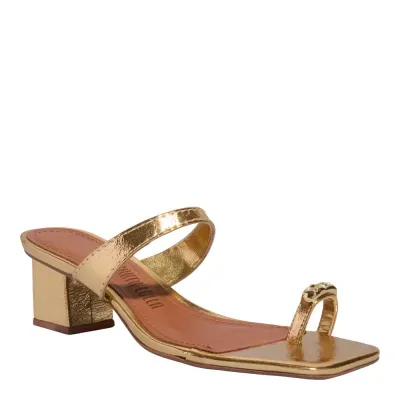 Mule Metalizado Reflexo Dourado Salto Grosso